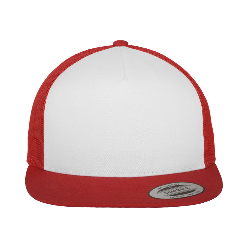 Yupoong - Flat Visor Trucker Cap - Red/White - capstore.dk