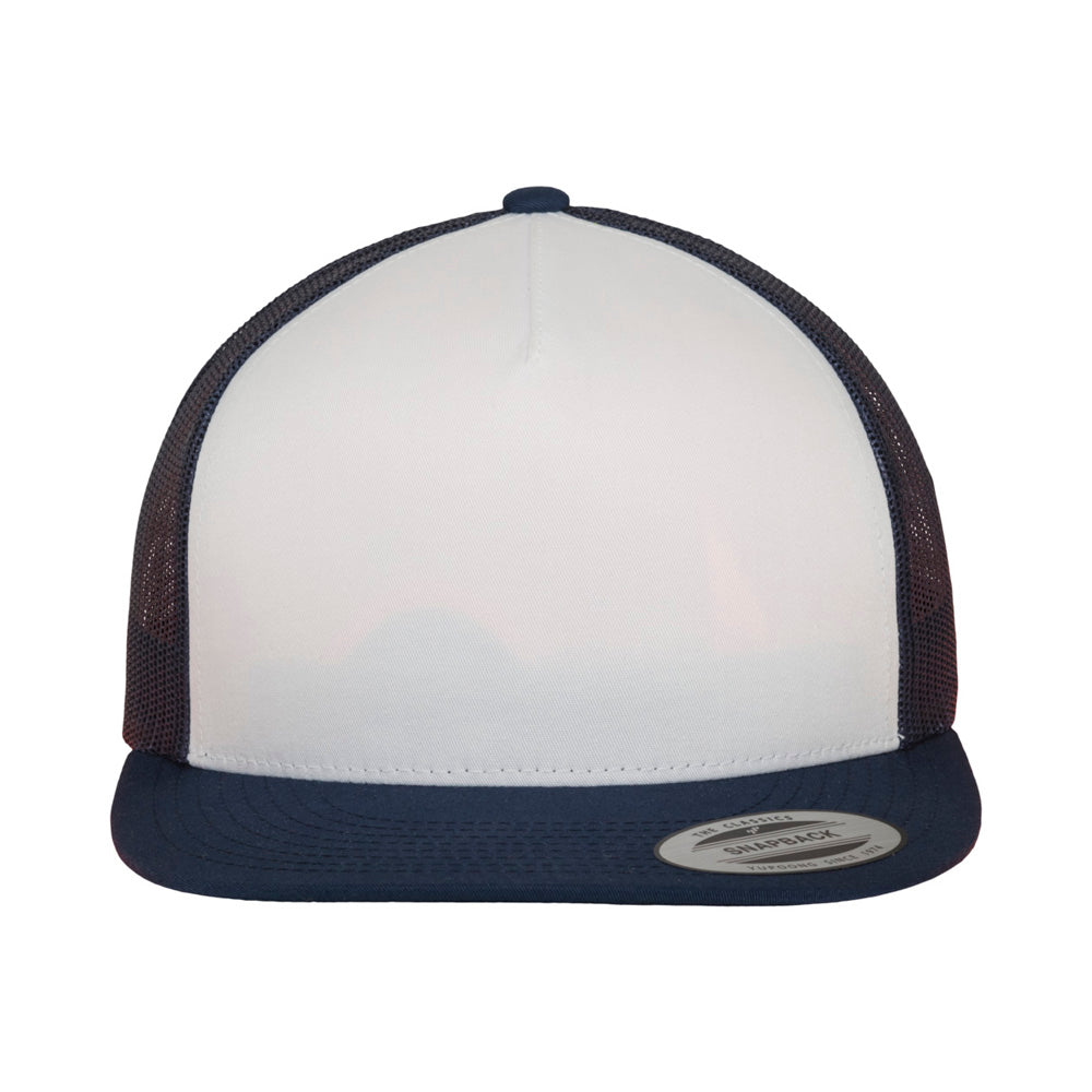 Yupoong - Flat Visor Trucker Cap - Navy/White - capstore.dk