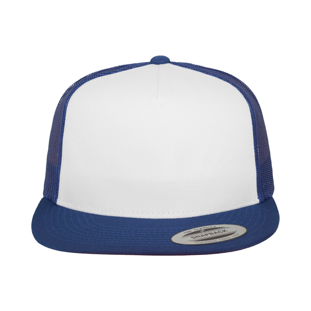 Yupoong - Flat Visor Trucker Cap - Royal/White - capstore.dk