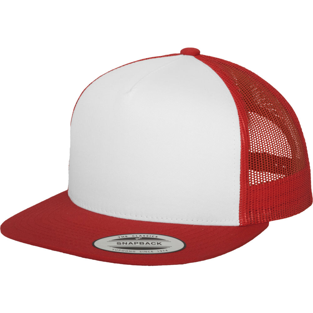 Yupoong - Flat Visor Trucker Cap - Red/White - capstore.dk