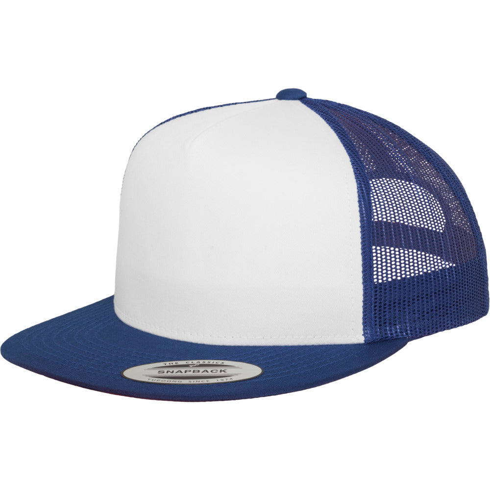 Yupoong - Flat Visor Trucker Cap - Royal/White - capstore.dk