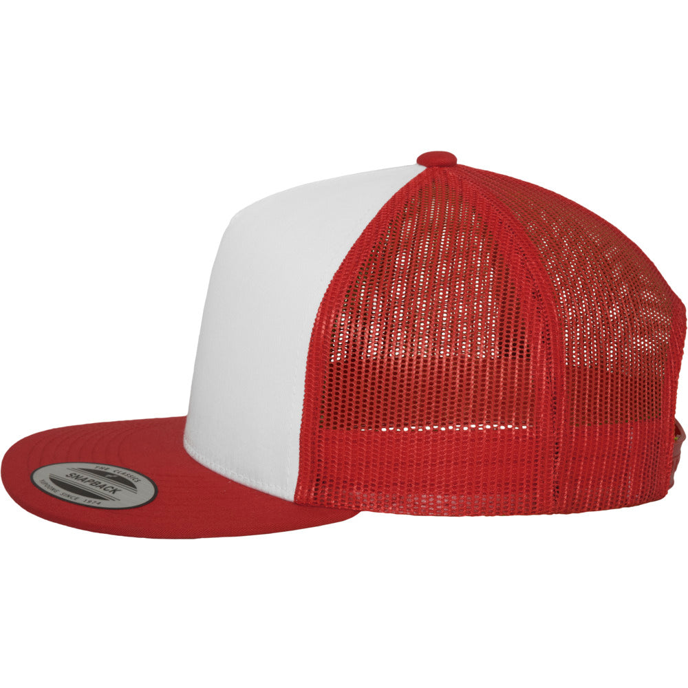 Yupoong - Flat Visor Trucker Cap - Red/White - capstore.dk