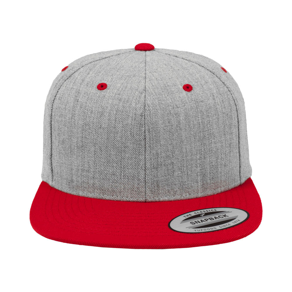 Yupoong - Snapback - Heather Grey/Red - capstore.dk