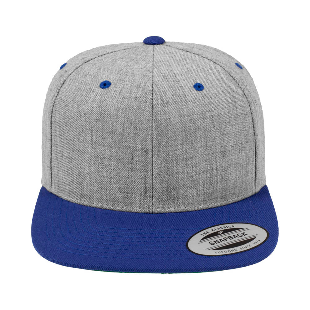 Yupoong - Snapback - Heather Grey/Royal - capstore.dk