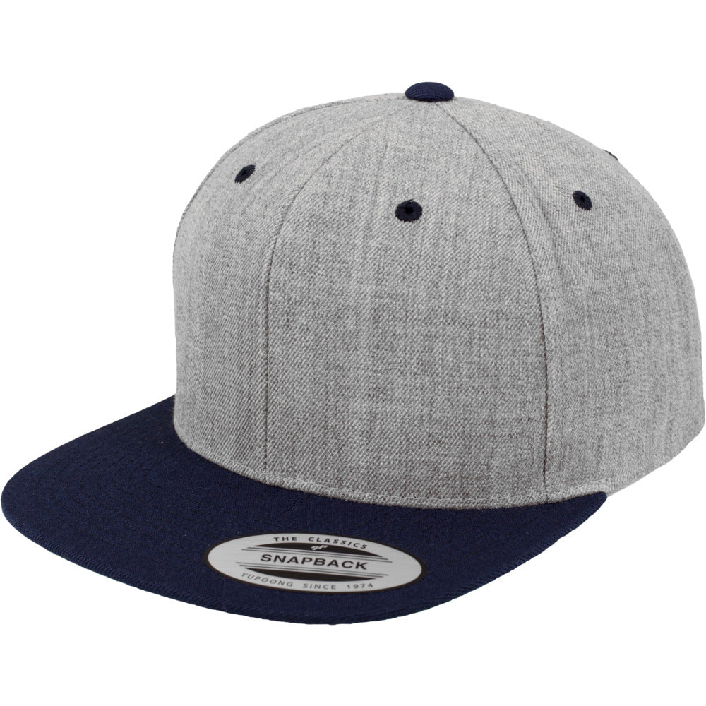 Yupoong - Snapback - Heather Grey/Navy - capstore.dk