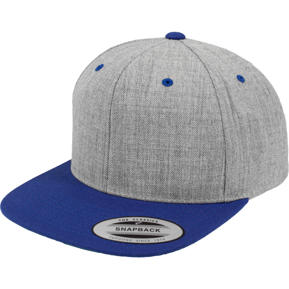 Yupoong - Snapback - Heather Grey/Royal - capstore.dk