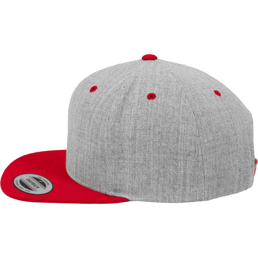 Yupoong - Snapback - Heather Grey/Red - capstore.dk