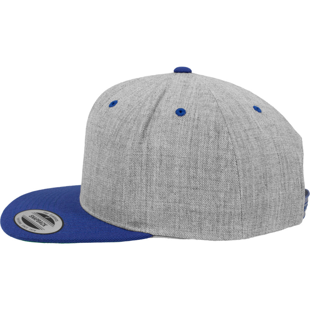 Yupoong - Snapback - Heather Grey/Royal - capstore.dk