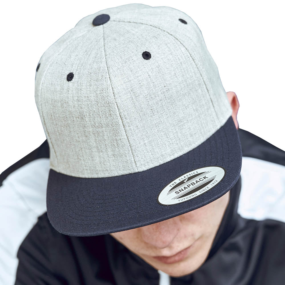 Yupoong - Snapback - Heather Grey/Navy - capstore.dk