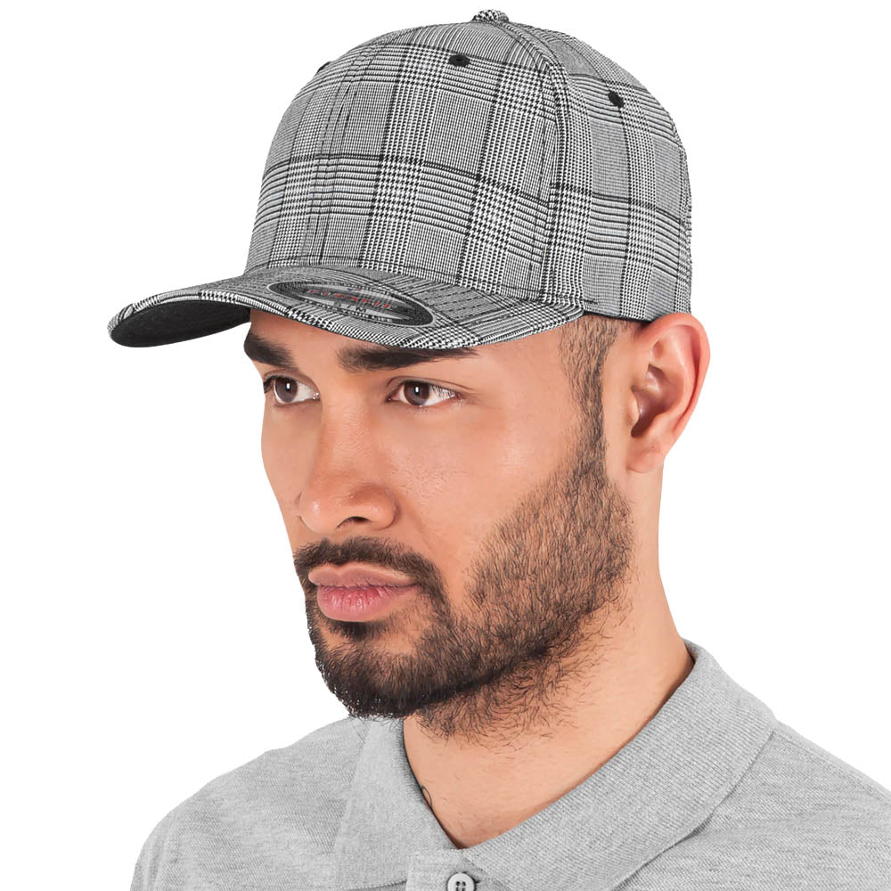 Flexfit - Baseball Cap - Black/White Glen Check - capstore.dk