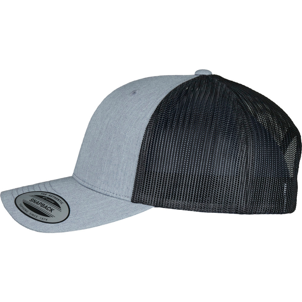 Yupoong - 6-Panel Trucker Cap - Heather Grey/Black - capstore.dk