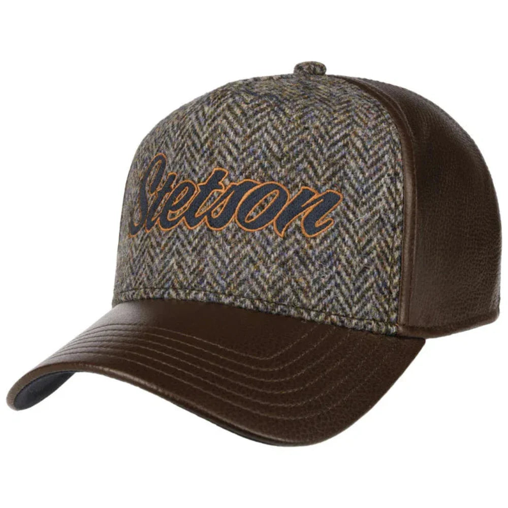 Stetson - Lamb Nappa Harris Tweed Baseball Cap - Brown