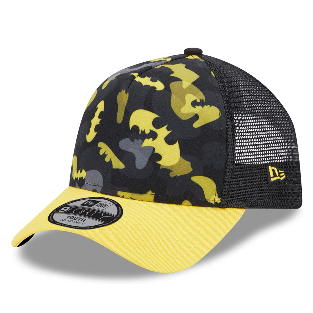 New Era - Youth Batman Logo Print Trucker Cap - Black/Yellow