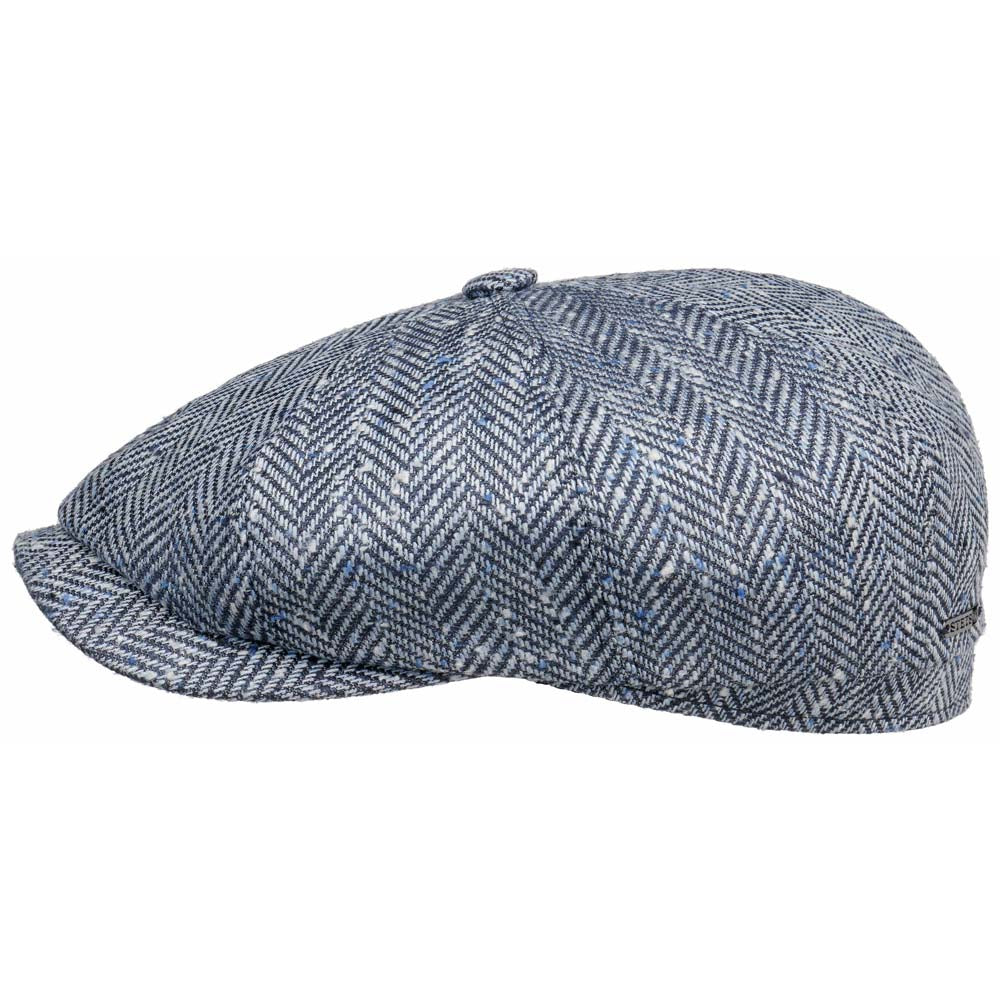 Stetson - Hatteras Wool Silk Sixpence - Navy Herringbone - capstore.dk